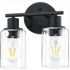 Pia Ricco 2-Light Vanity Lights Black Finish with Clear Glass.NIB